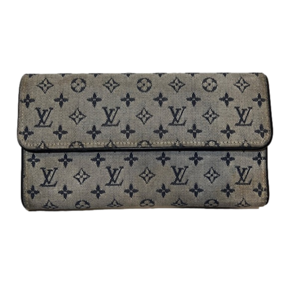 Louis Vuitton Mini Lin Navy Blue Wallet
